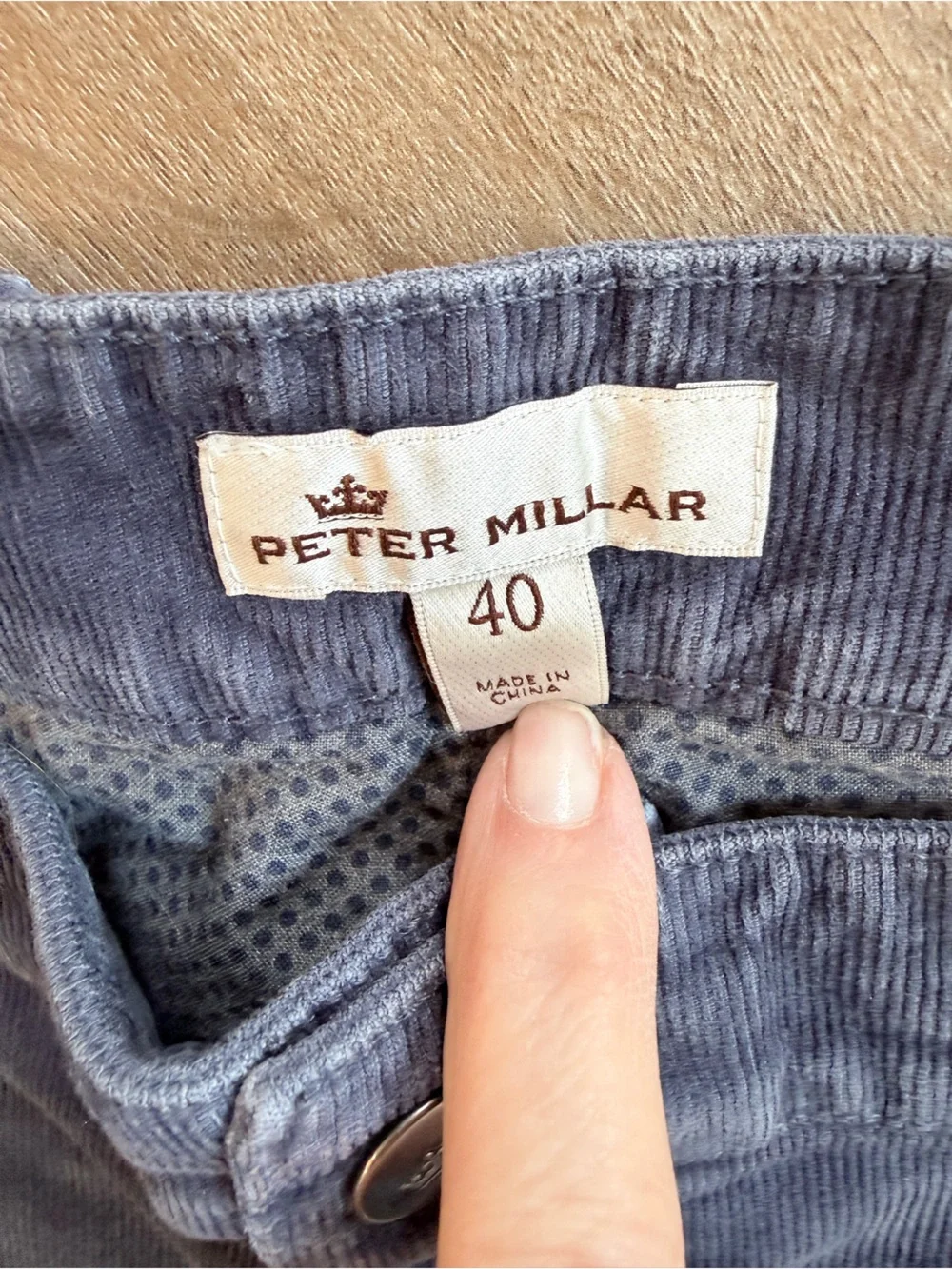Peter Millar Corduroy Pants Mens 40 x 32 Gray Straight Leg Casual Dress Pants